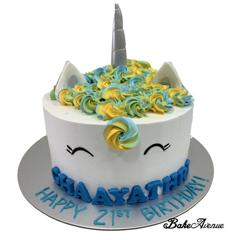 Unicorn Rainbow Cake - With Silver Horn (Design 6)