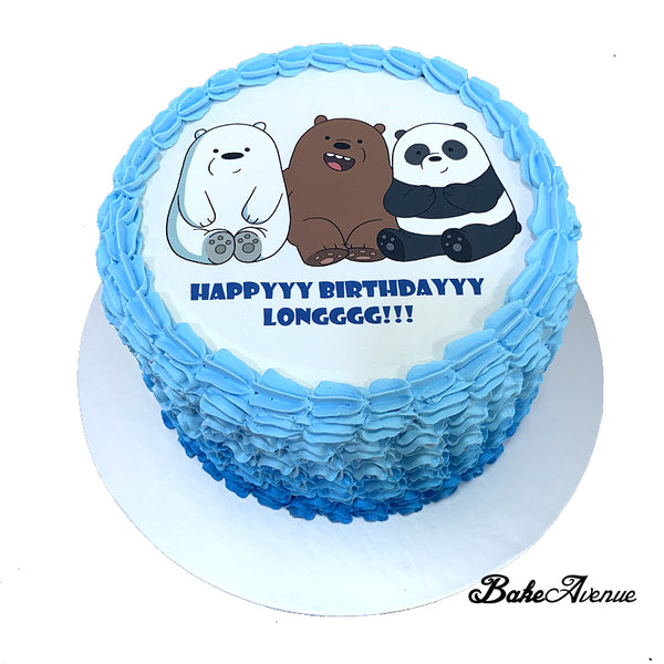 We Bare Bear icing image Ombre Cake