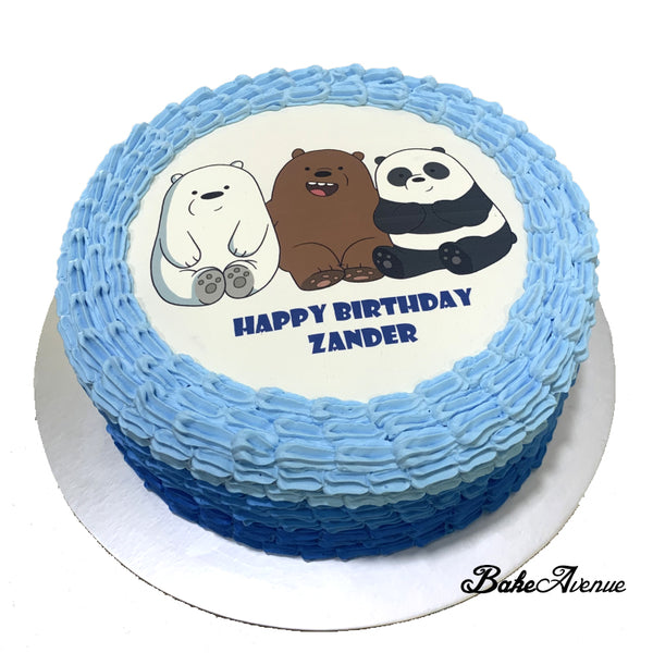 We Bare Bear icing image Ombre Cake