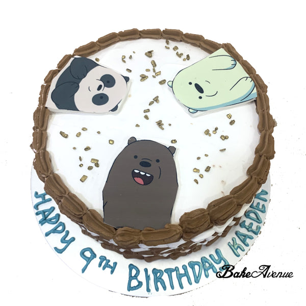 We Bare Bear icing image on fondant Ombre Cake