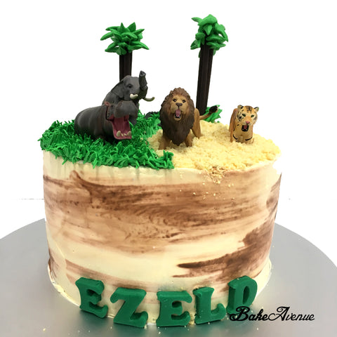 Safari Theme Ombre Cake (Grass + Sand)