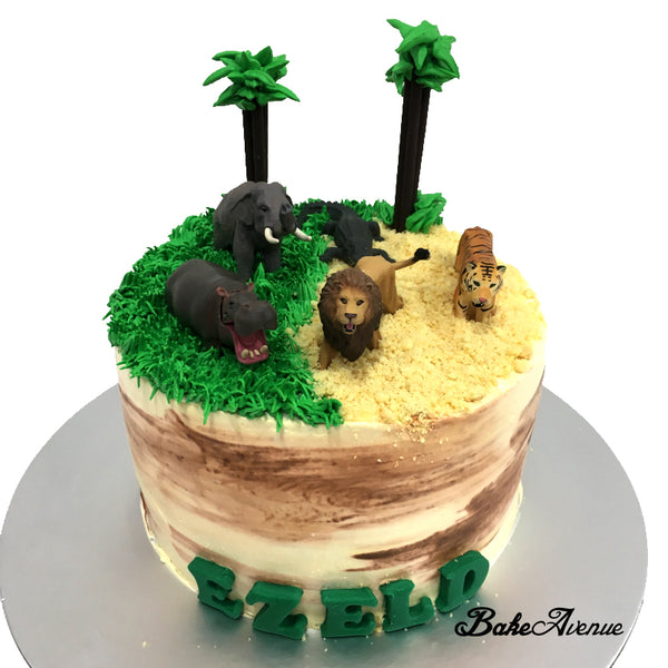 Safari Theme Ombre Cake (Grass + Sand)