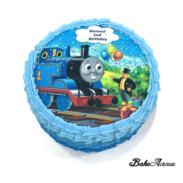 Thomas Train icing image Ombre Cake